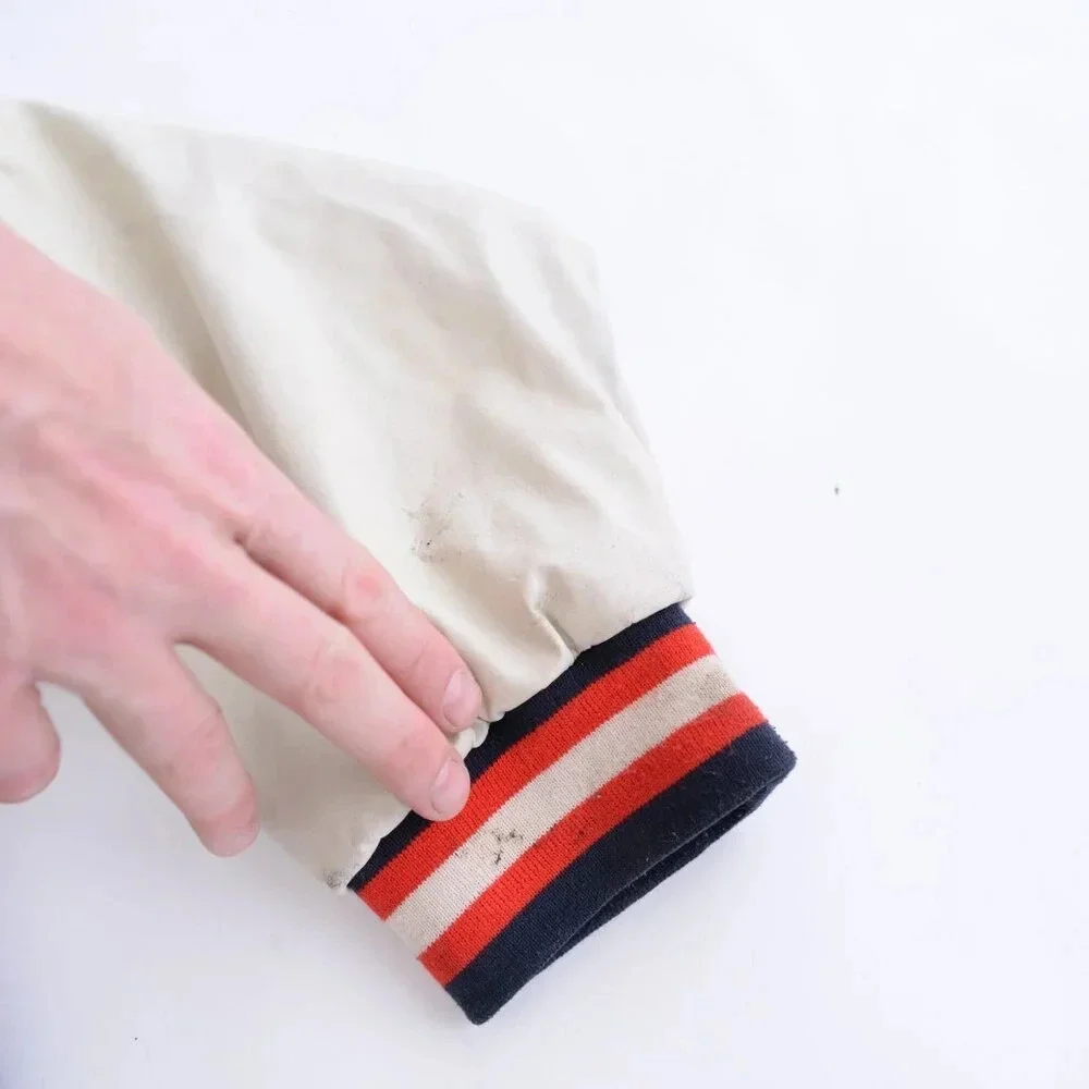 Vintage 90S Steve And Barrys British Flag Navy And Cream Wool Blend Faux Leather - Picture 15 of 16